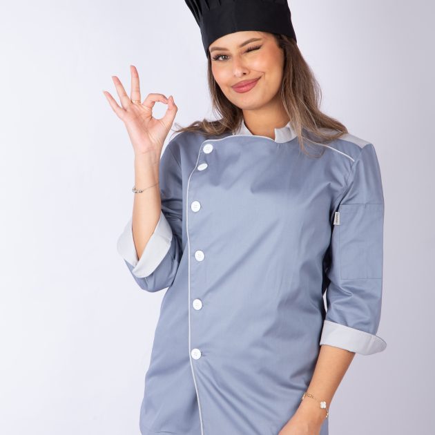 بلوزة الشيف BLOUSE DE CUISINE FEMME ACF21 GRISE